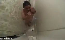 Whore Takes A Shower Spreads Legs Gags And Cleans And Shows Her Shave...