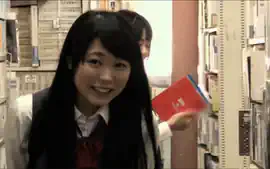 Nerdy Japanese babe is spending a lot of time in the library, while h...