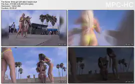 three girl with bikini beach