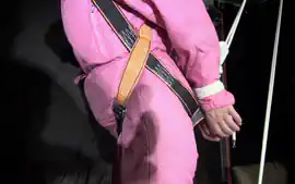 Sexy ***Sandra*** Wearing A Hot Pink Oldschool Downbib And A Down Jac...