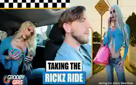 GROOBYGIRLS Blowjob in the car to horny blonde tgirl