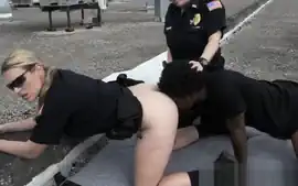 Redhead cop sucks a big black cock