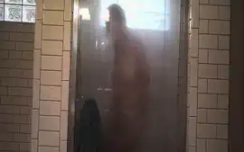 Old *** sitter viigorously rubbing clit and asshole in shower