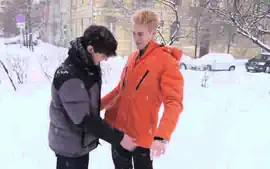 Two Guys Like To Play Into The Snow And Something Elso Too