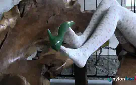 Sexy Val is such a tease in those stockings and her feet