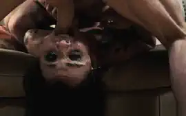 Hardfucked petite babe gags on rangers dick