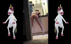 Natural Big Tit Amateur with Big Ass Covered in Baby Oil Fucks Hersel...
