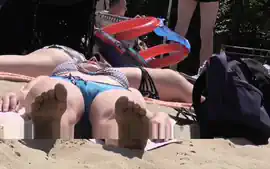 teen 18+ girl pussy lips. Wet panties. Ukraine beach