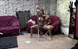 Hot couple pole dance and fuck session